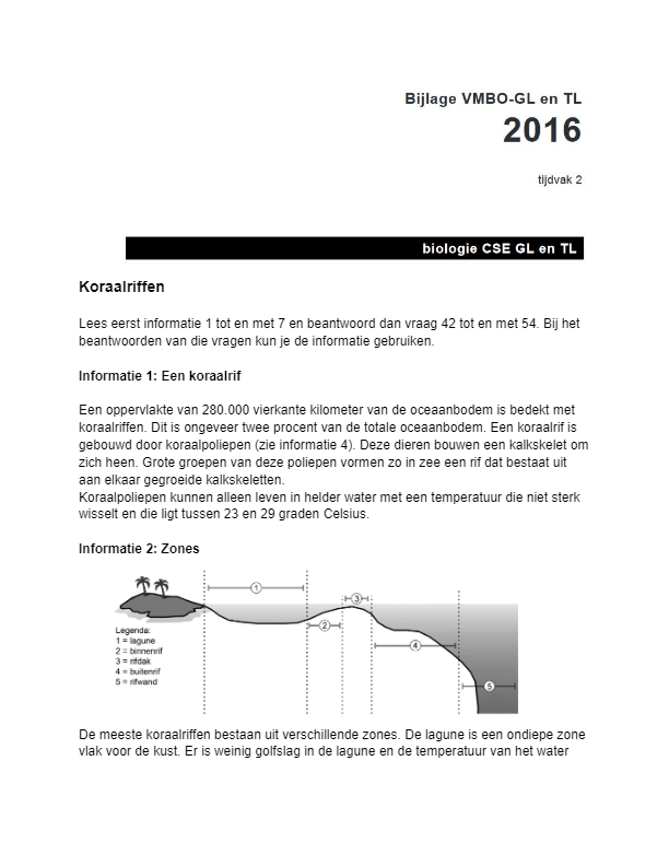 03 werkblad examen VSBO Koraalriffen infobijlage